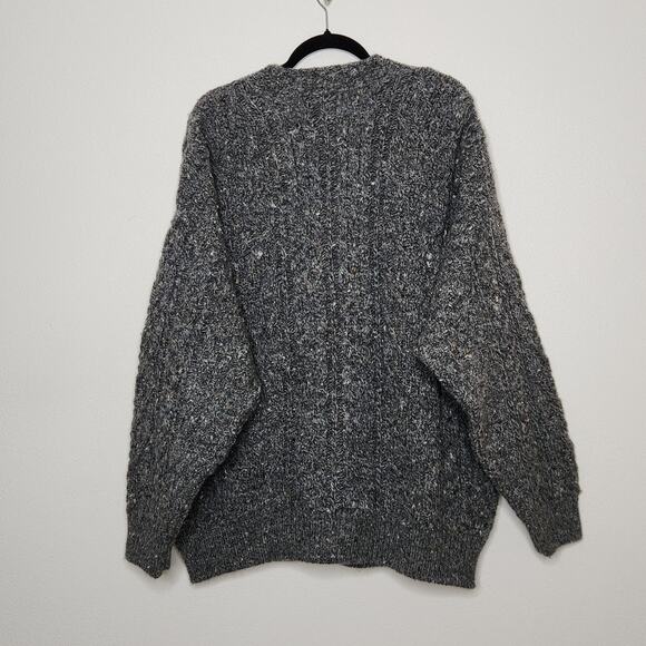 Vintage Celtic Country Ireland Wool Fisherman Cable Knit Cardigan Sweater XL - Picture 6 of 6